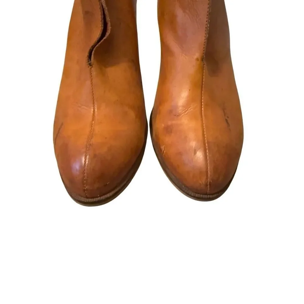 Antelope Tan Leather Ankle Booties